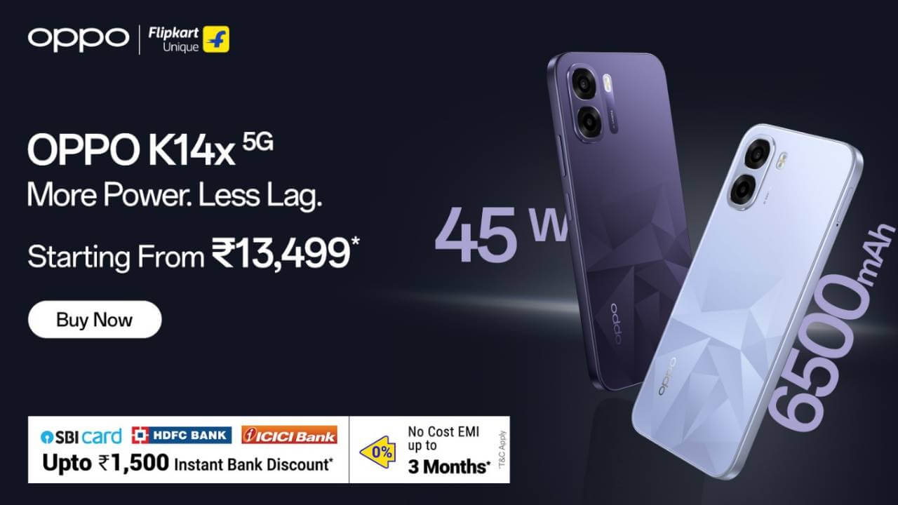 13,499 रुपये में 6500mAh बैटरी सै लैस OPPO K14x 5G की बिक्री शुरू