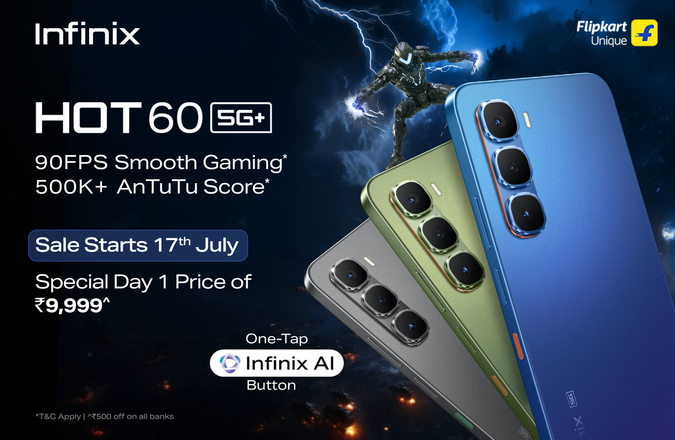 9999 रुपये में Infinix HOT 60 5G+ भारत में लॉन्च : एक बटन और 30 काम