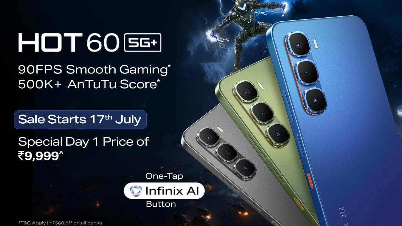 9999 रुपये में Infinix HOT 60 5G+ इंडिया में लॉन्च : एक बटन और 30 काम