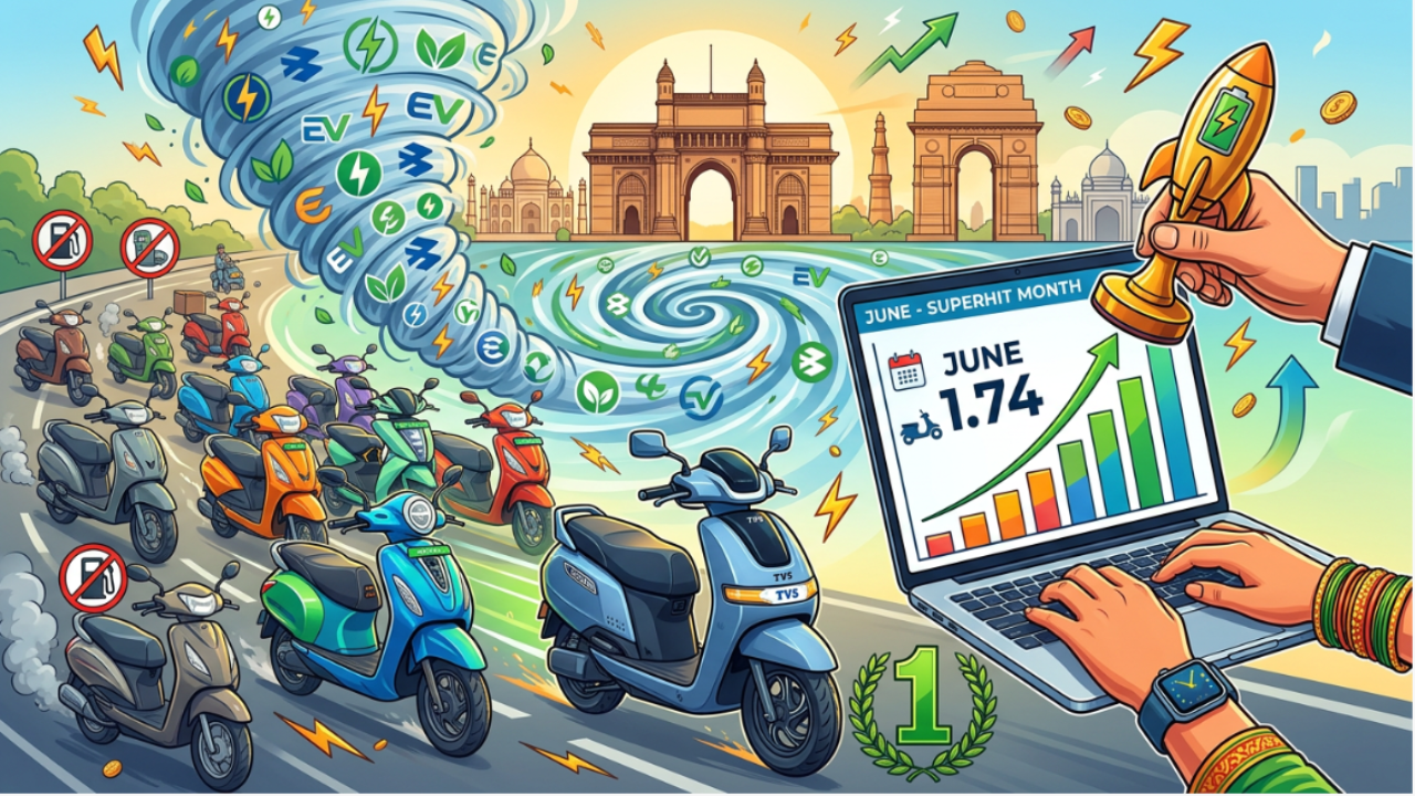 भारत में Electric Scooter का तूफान! TVS नंबर-1, Bajaj-Ather ने मारी जोरदार बाजी