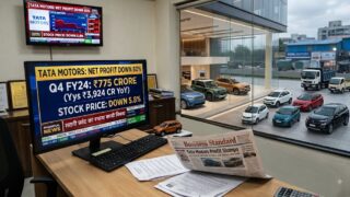 Tata Motors के मुनाफे को डबल झटका, 80% गिरा प्रॉफिट, शेयर 5% से ज्यादा टूटा