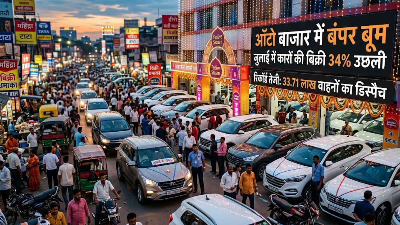 ऑटो बाजार में बंपर बूम, जुलाई में कारों की बिक्री 34% उछली