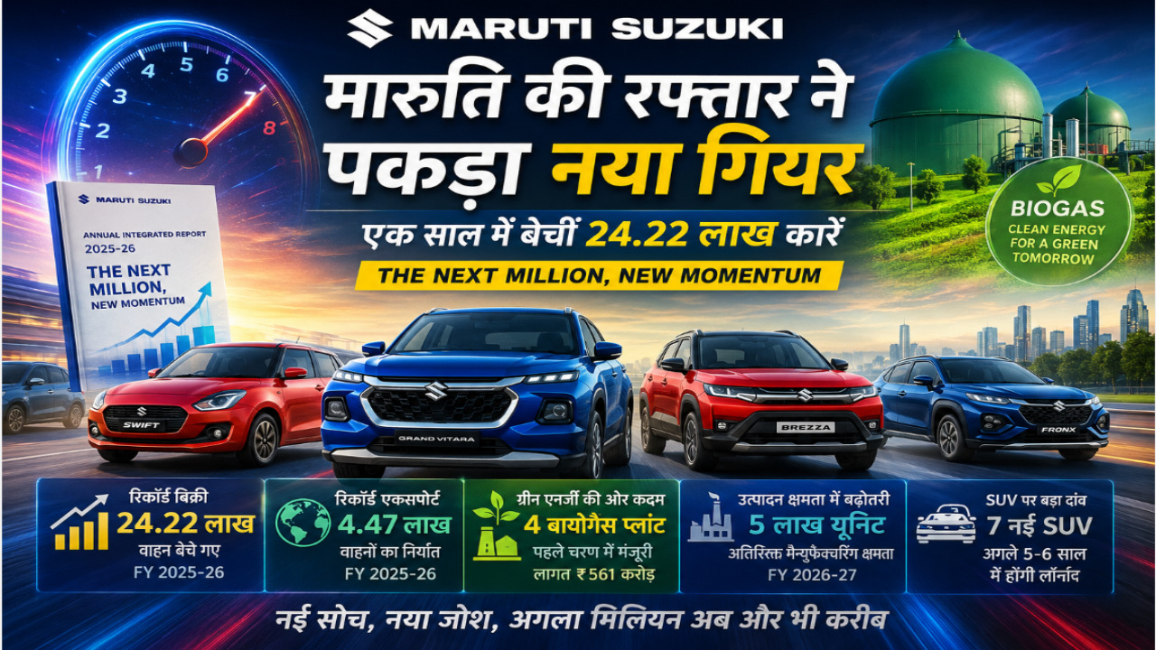 मारुति की गाड़ियों ने मचाई धूम , एक साल में 24.22 लाख कारों की बिक्री का रिकॉर्ड