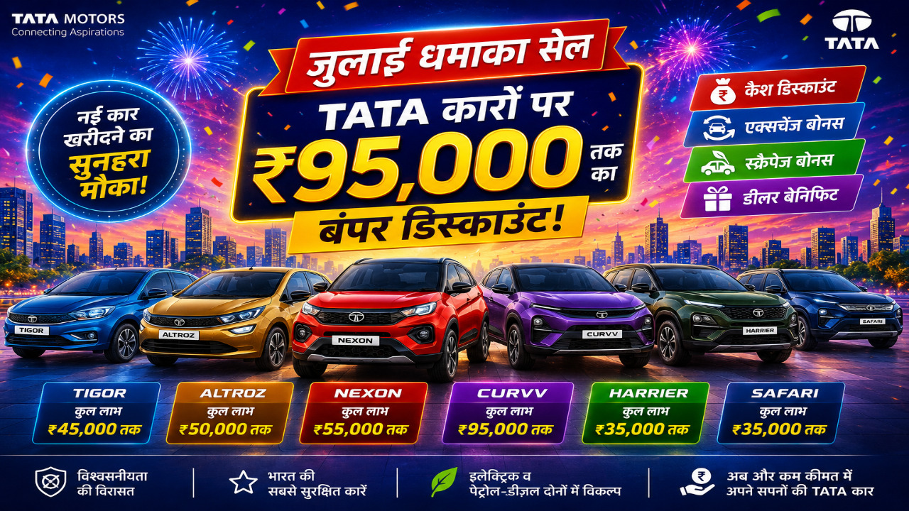 जुलाई में TataNexon से Safari तक कारों पर 95,000 रुपये तक की बंपर बचत